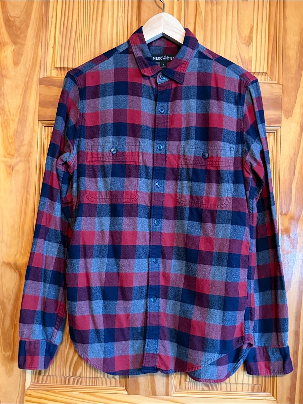 J. Crew Red and Navy Plaid Button-Down Shirt